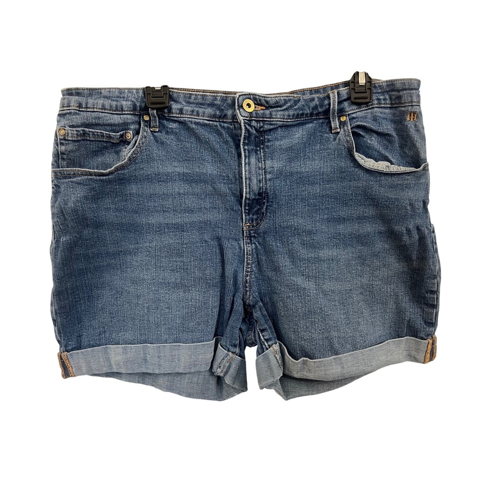 Tommy Hilfiger Womens Size 18 Denim Shorts Medium‎ Wash Cuffed Blue Mid Rise